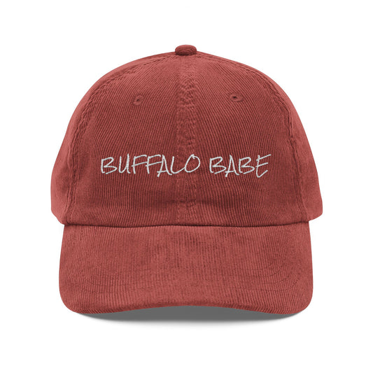 Vintage Corduroy Cap - Buffalo Babe Embroidered Hat