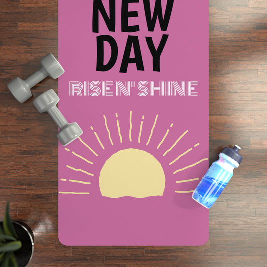 Vibrant Rubber Yoga Mat - 'It's a New Day' - Exercise, Meditation, Fitness, Gift for Yogis
