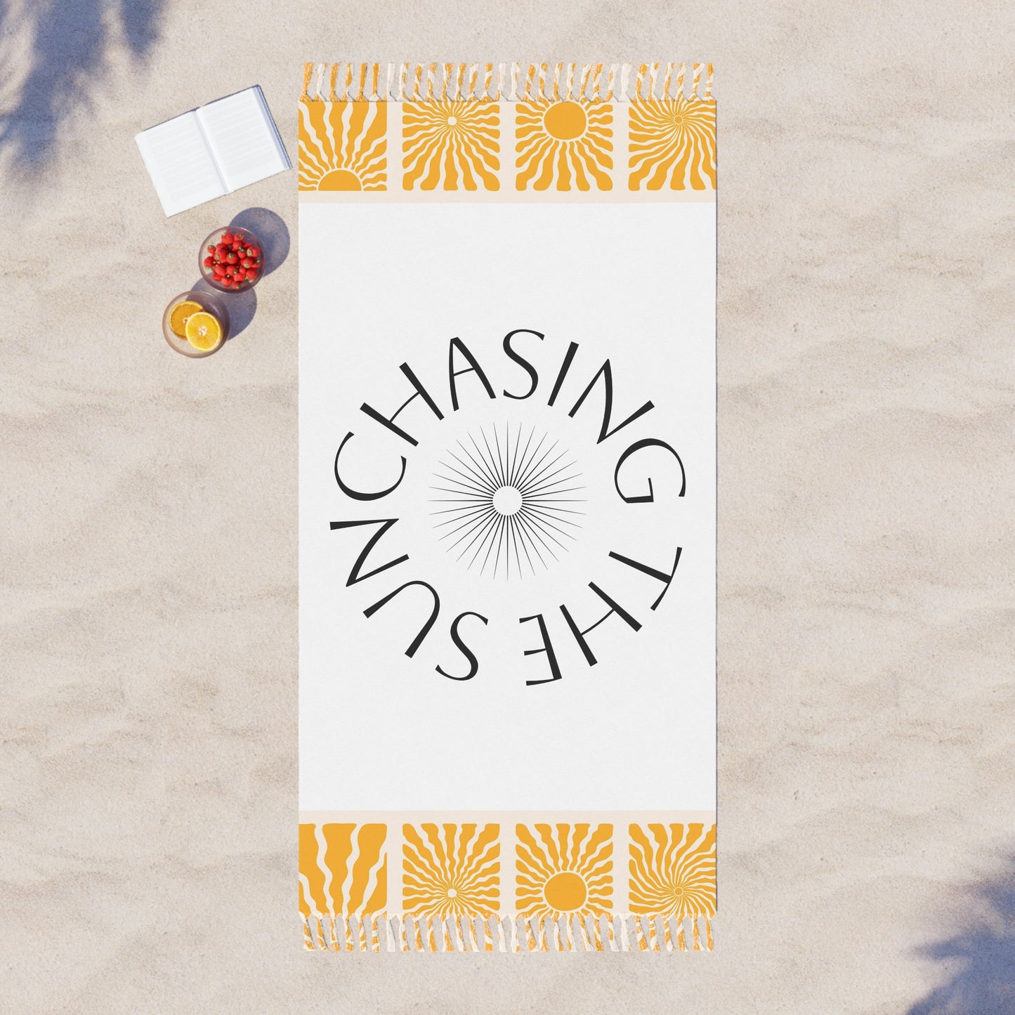 Boho Beach Cloth - Chasing the Sun, Gift for Sun Lovers, Lightweight Travel Towel
